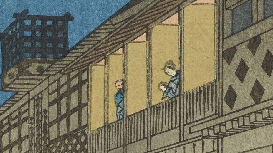 【美品】歌川広重「名所江戸百景 猿わか町夜の景」木版画 名所江戸百景・猿わか町よるの景 文化遺産オンライン