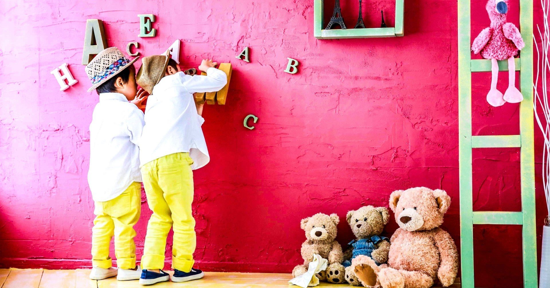 驚く妹くま ぬいぐるみ ハンドメイド 海外作家様 テディベア ピンク