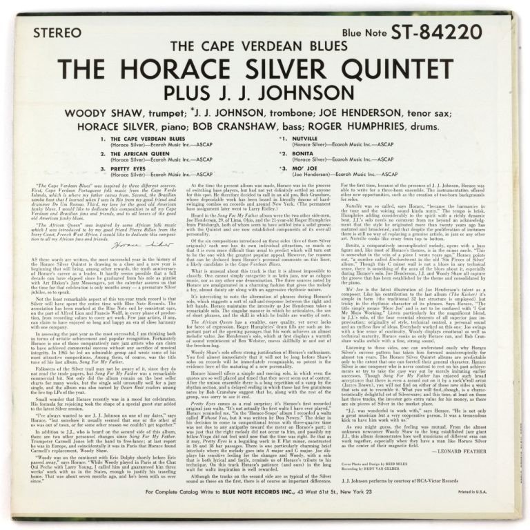The Cape Verdean Blues The Horace Silver Quintet Plus J J Johnson 佐藤達哉 Note