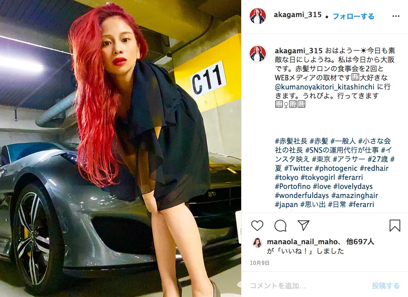 赤髪ランボ。他の方が購入されてもキャンセルとなります。 赤髪社長はInstagramを攻略することができるのか【難易度EX】｜港キラねこ