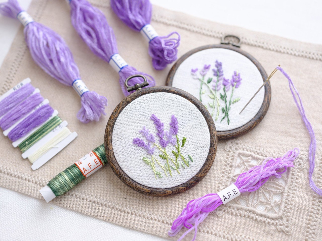 ラベンダーの花刺繍の作り方 Art Fiber Endo Note ラベンダーの花刺繍の作り方 Art Fiber Endo Note