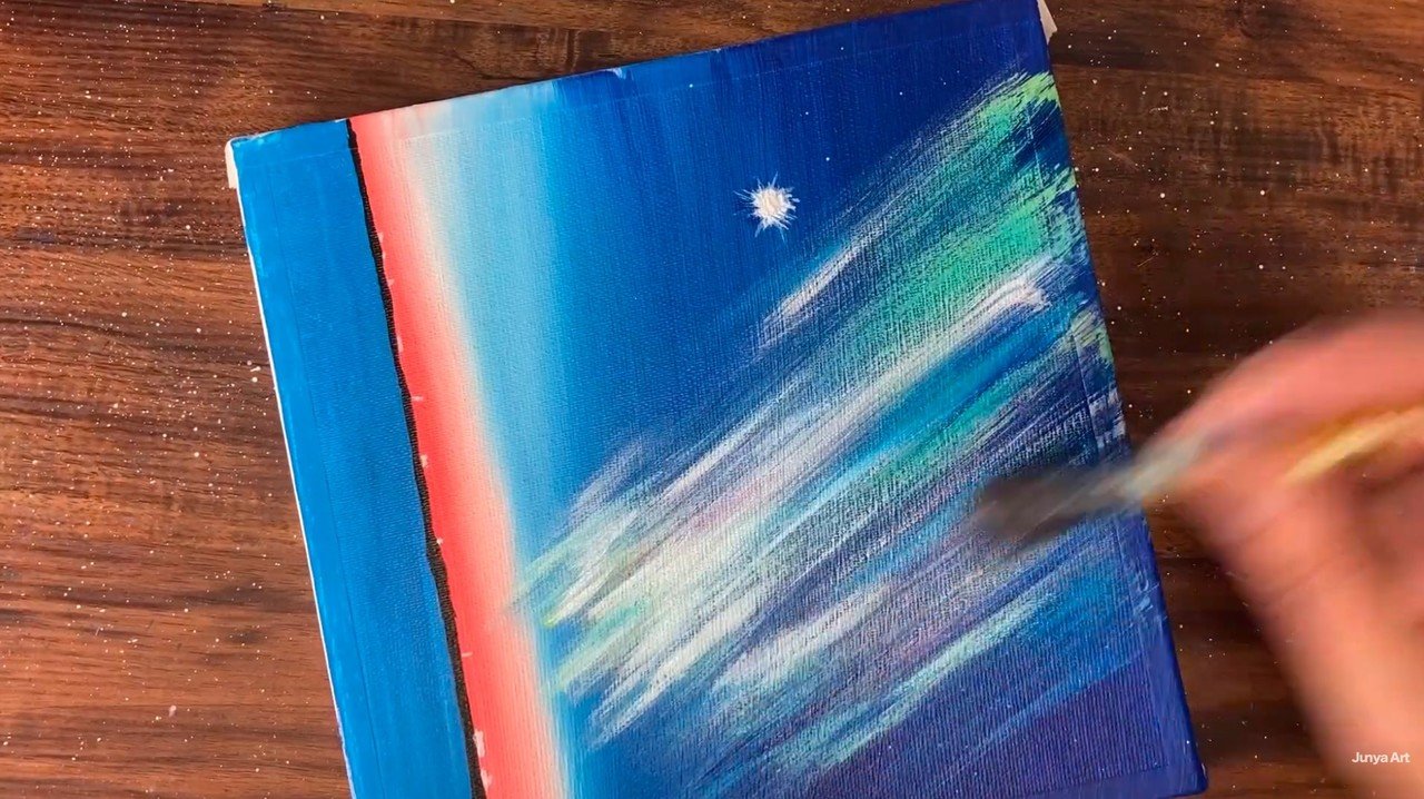 オーロラを描いた、アクリル絵画です。F８号、私が、描いた作品です。 オーロラを描いた、アクリル絵画です。F8号、私が、描いた作品