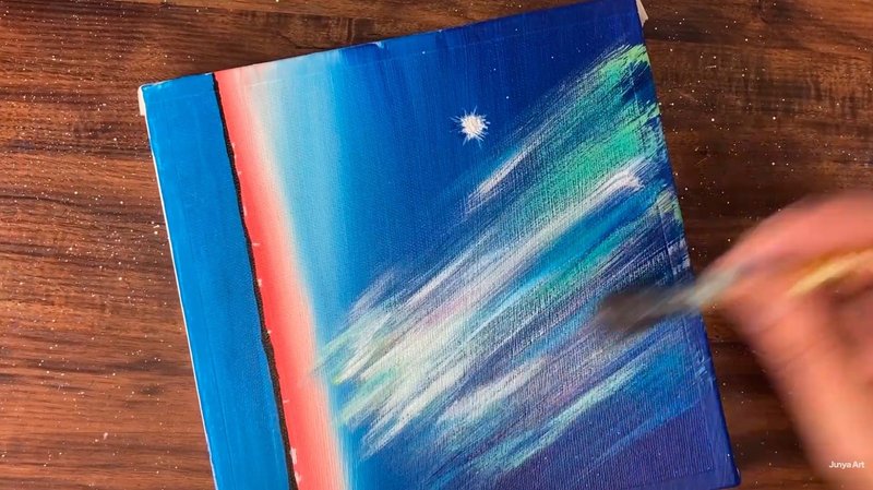 アクリル絵の具で 夜明けのオーロラ を描く方法 初心者が簡単に絵を描く方法 Junya Art Note