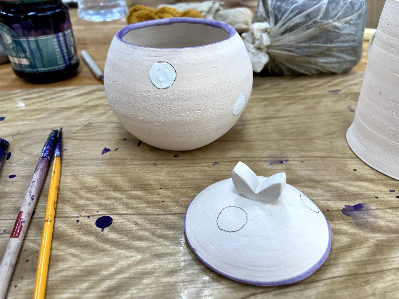 再値下げ！　作家物　手作り　蓋付き陶芸容器 再値下げ！ 作家物 手作り 蓋付き陶芸容器 【公式通販】