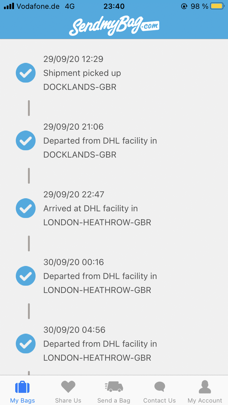 Send my bag dhl sale