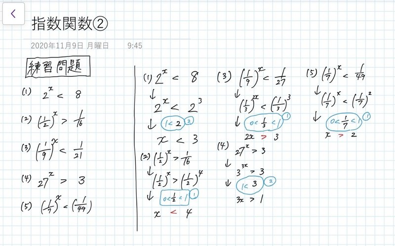 授業準備ノート 指数対数 エリマキトカゲの左のエリ Note