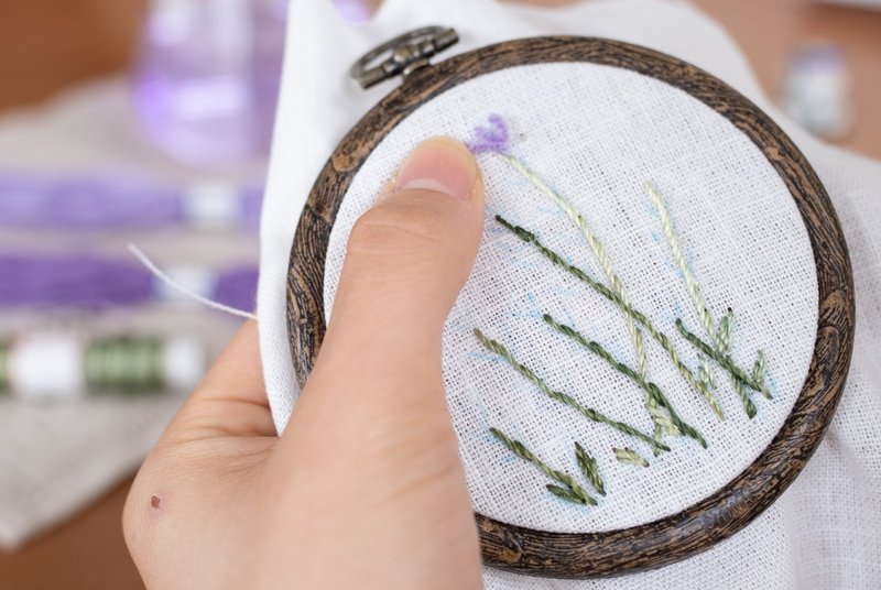 ラベンダーの花刺繍の作り方 Art Fiber Endo Note ラベンダーの花刺繍の作り方 Art Fiber Endo Note