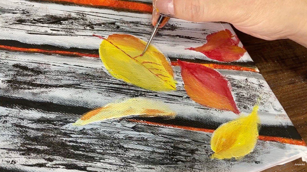 アクリル絵の具で 秋の落ち葉 を描く方法 初心者が簡単に絵を描く方法 Junya Art Note