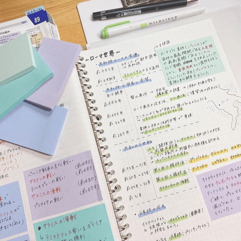 勉強ノート 世界史 付箋紙術 株式会社自習ノート Note