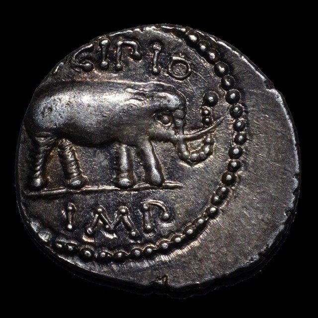 古代ローマ共和国アフリカ属州ウティカ 前47〜前46年 デナリウス