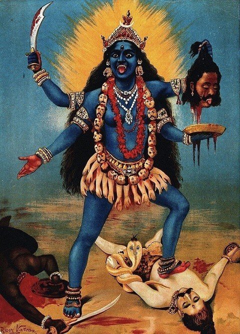Kali_by_Raja_Ravi_Varma カーリー　ラヴィ・ヴァルマ　インド　神