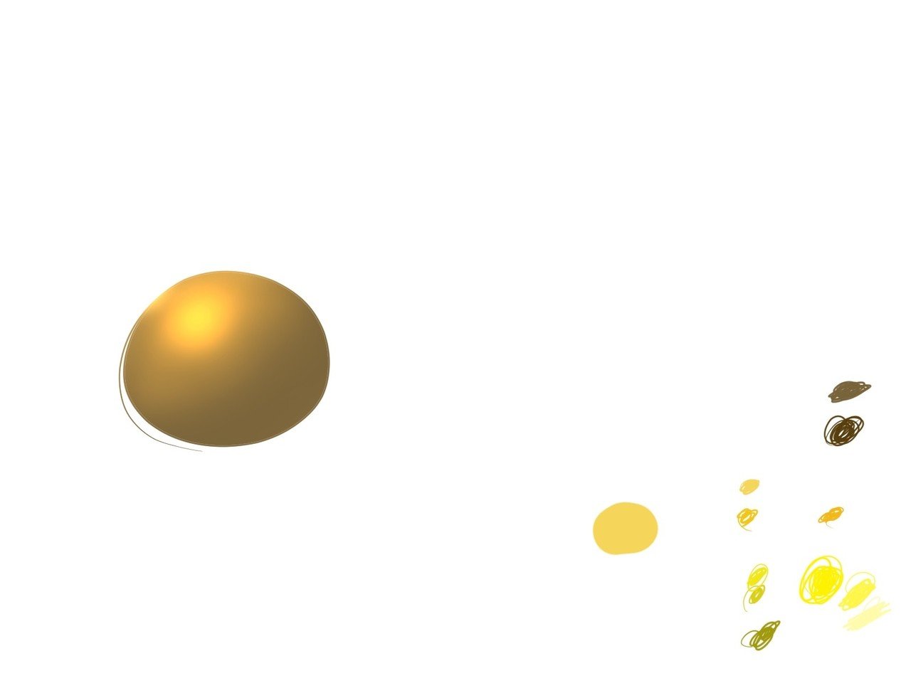 今日はようつべで金属の描き方講座を見て金の球体を描いたのだ 明日は何かの講座の内容の一部分だけでも実践してみる 小さな七月 Note