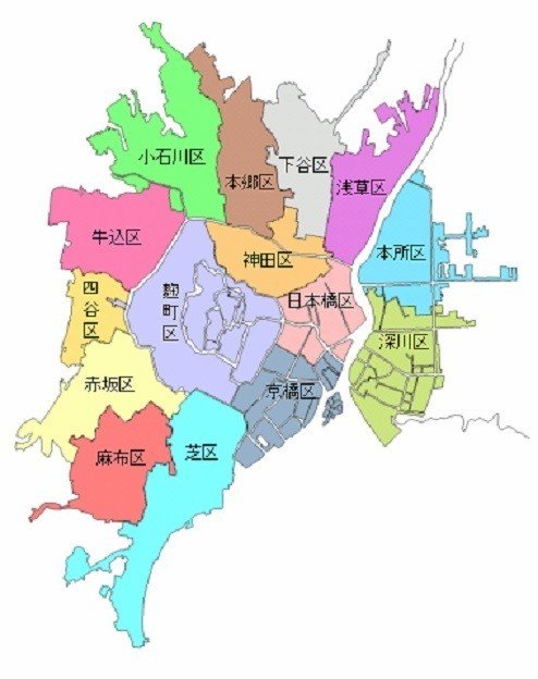 東京15区1878年ー1933年 地図　京橋区