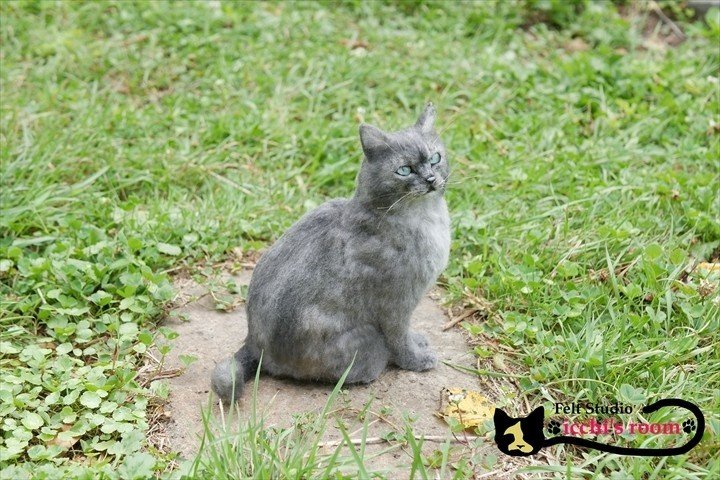 羊毛フェルトで ブラックスモーク の猫を作る きたがわたけし Note