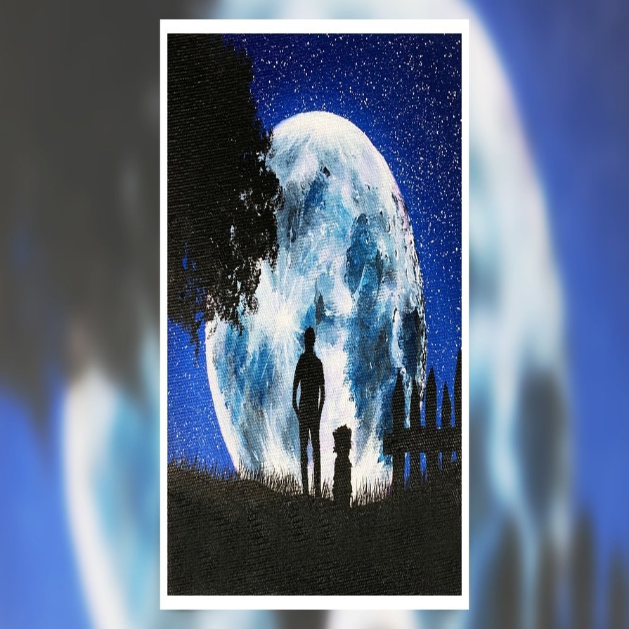 アクリル絵の具で 満月の夜 を描く方法 初心者が簡単に絵を描く方法 Junya Art Note