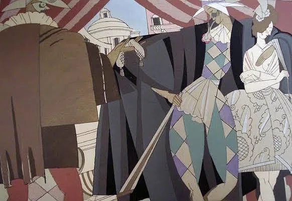 シャルル マルタン 14 1934 のイラスト は淡い色遣いと大胆な構図が軽やかでお洒落 アールデコ作家の中でも一際キュビスム的な傾向が強い気がします サティ作曲 スポーツと気晴らし はマルタンの絵の 絵を喰む山羊 Note