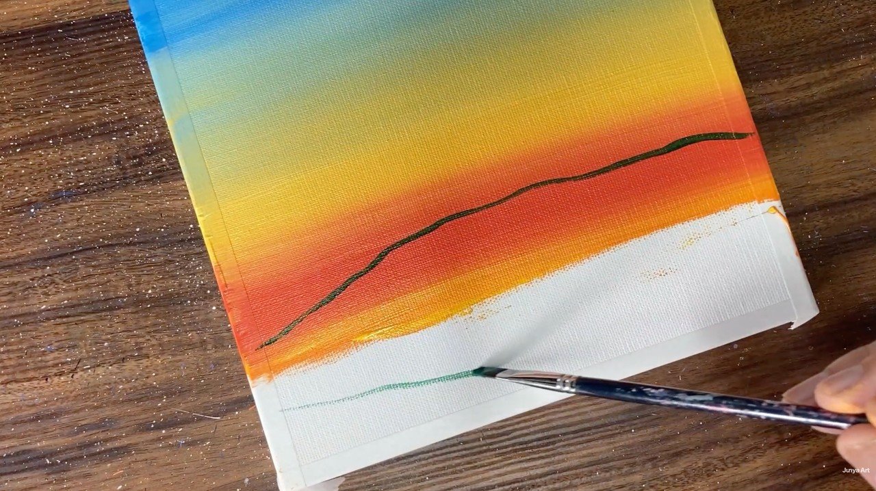 アクリル絵の具で【夕焼け空と希望の木】を描く方法 | 初心者が簡単に