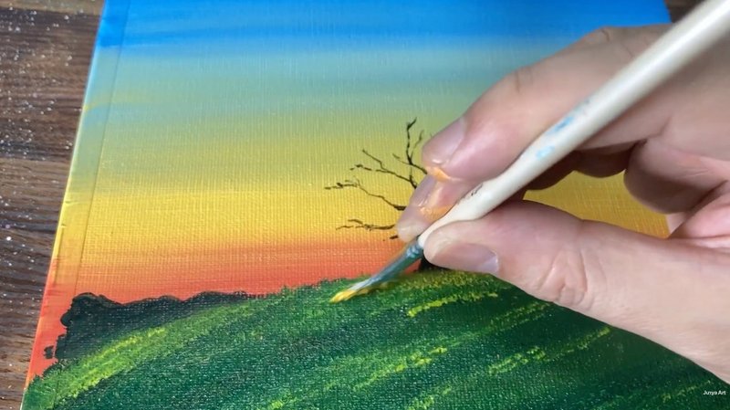 アクリル絵の具で 夕焼け空と希望の木 を描く方法 初心者が簡単に絵を描く方法 Junya Art Note