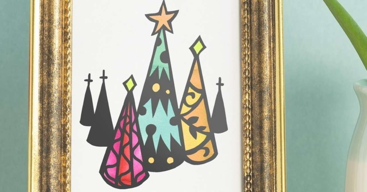 フリー図案no 073 クリスマスツリー の切り絵 華色切絵 平石智美のカラー切り絵を楽しむnote Note