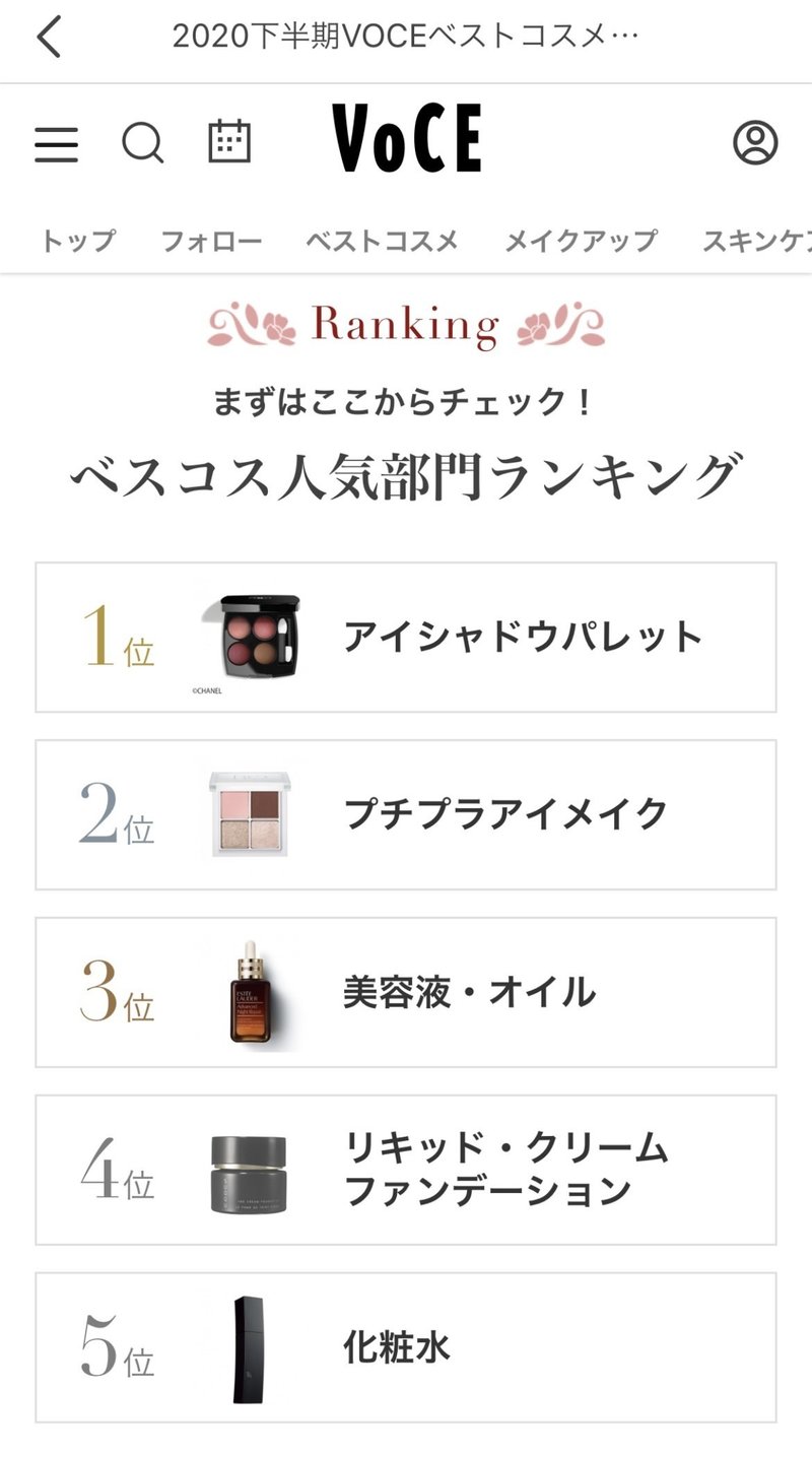 Voceベストコスメ 強め女子会 Note