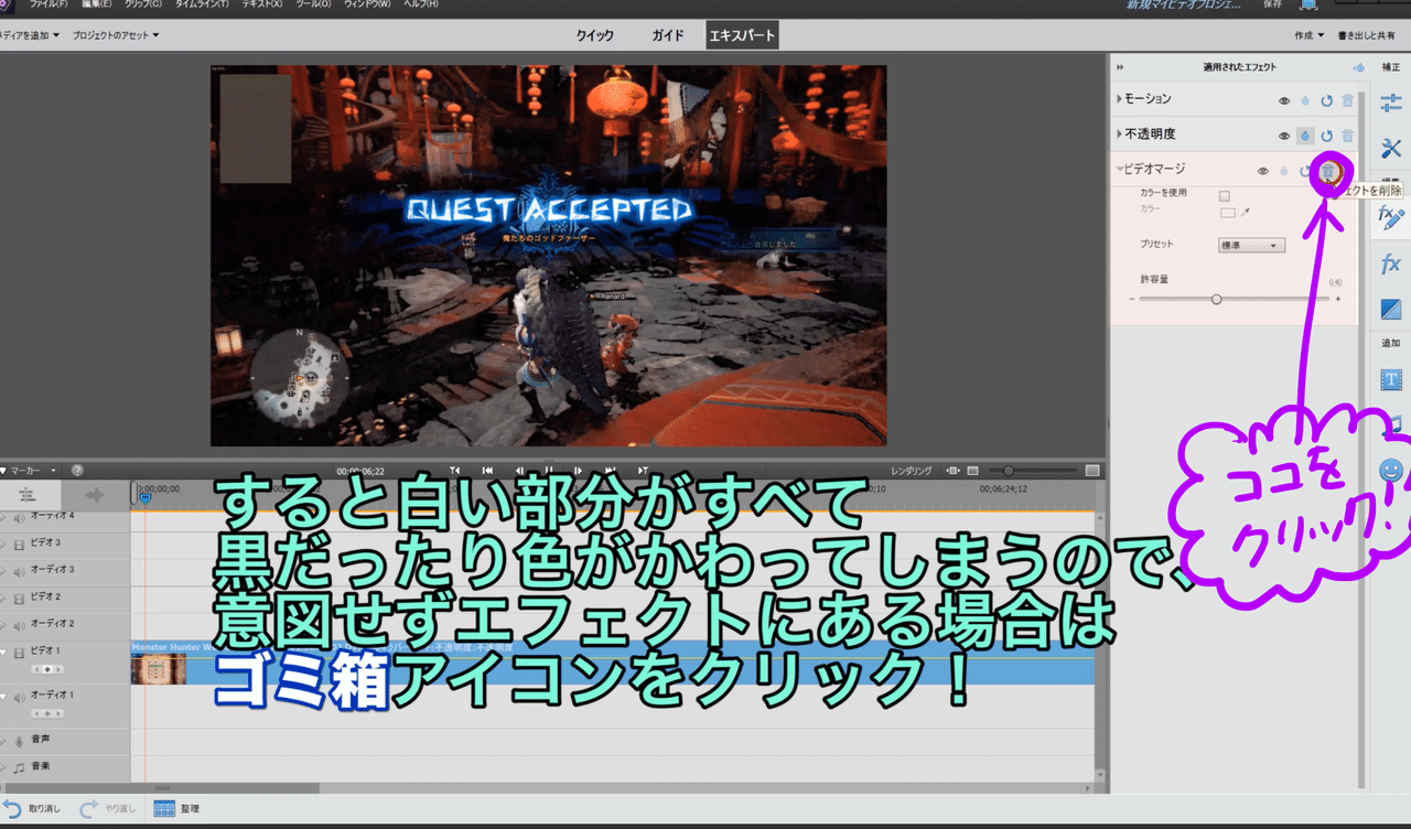 Premiere Elements(プレミア エレメンツ)でなぜか白いところが黒くなる