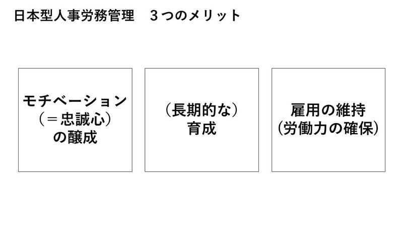 日本型人事労務管理　３つのメリット