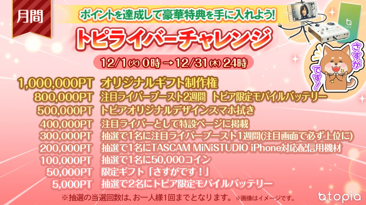 月間トピライバーチャレンジキャンペーン12 1 12 31 トピア Note 月間トピライバーチャレンジキャンペーン12 1 12 31 トピア Note