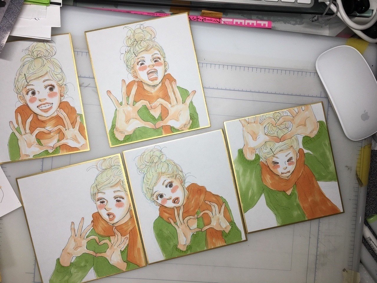 にれこスケッチ 書店さん用ミニ色紙 鴨居まさね Note