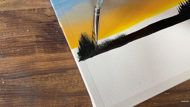 アクリル絵の具で 雪と夕日の景色 を描く方法 初心者が簡単に絵を描く方法 Junya Art Note