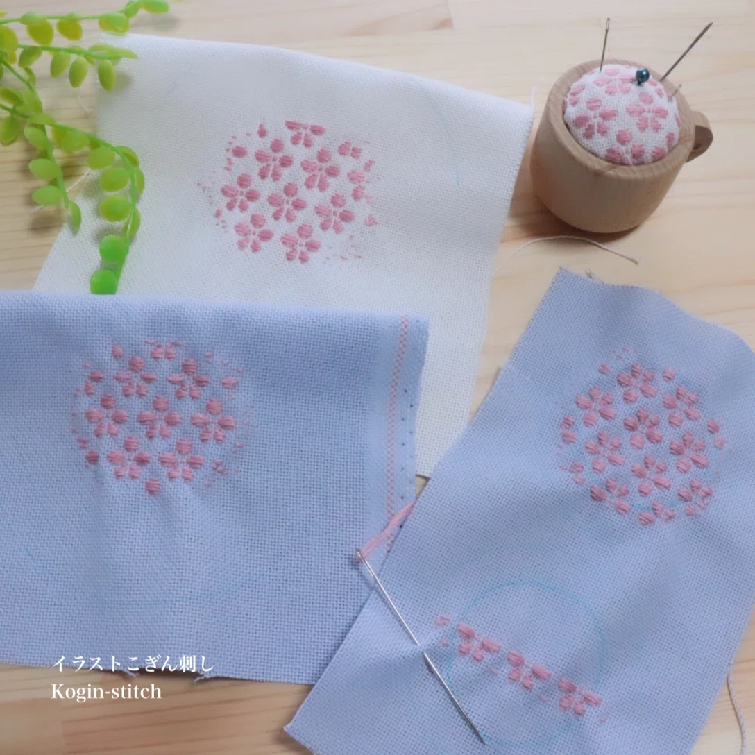 安定の桜より桜咲く♪】こぎん刺しゅうと共に｜こぎん＊イラストこぎん