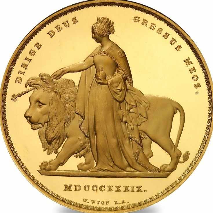 1889年　ヴィクトリア女王　ウナ＆ライオン 5ポンド　イギリス 骨董品 1652137.jpg