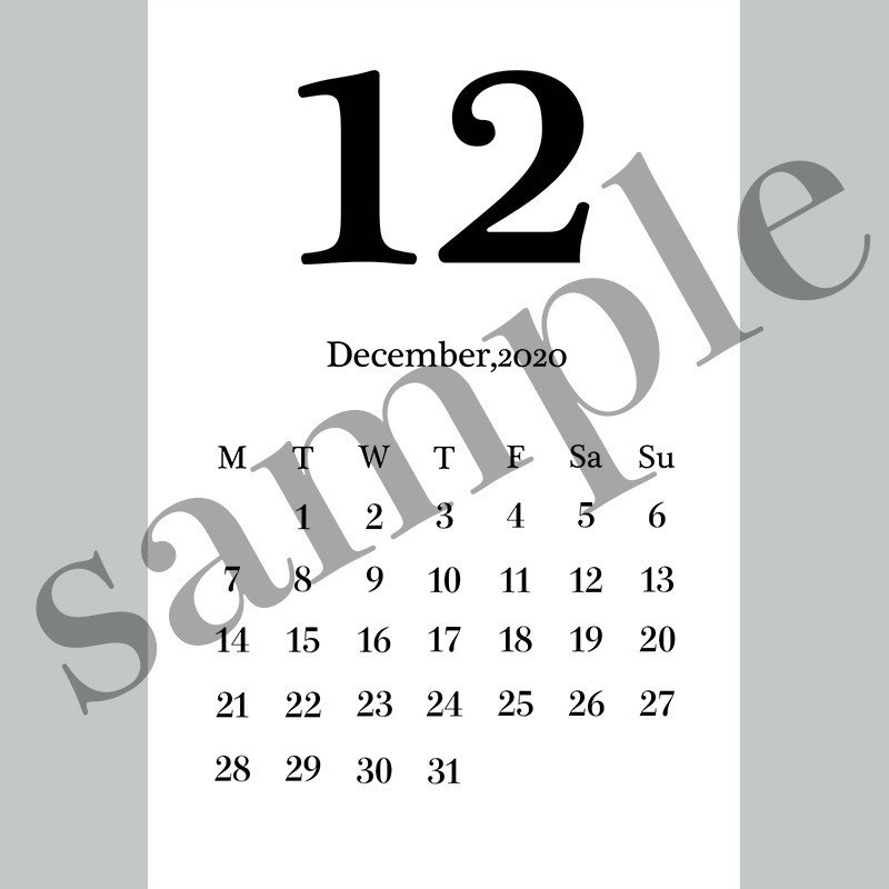 年12月カレンダー モノクロ Itto Note 年12月カレンダー モノクロ Itto Note
