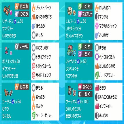 剣盾ダブル S12 最終00 冠の雪原限界晴れパーティ がはく Note