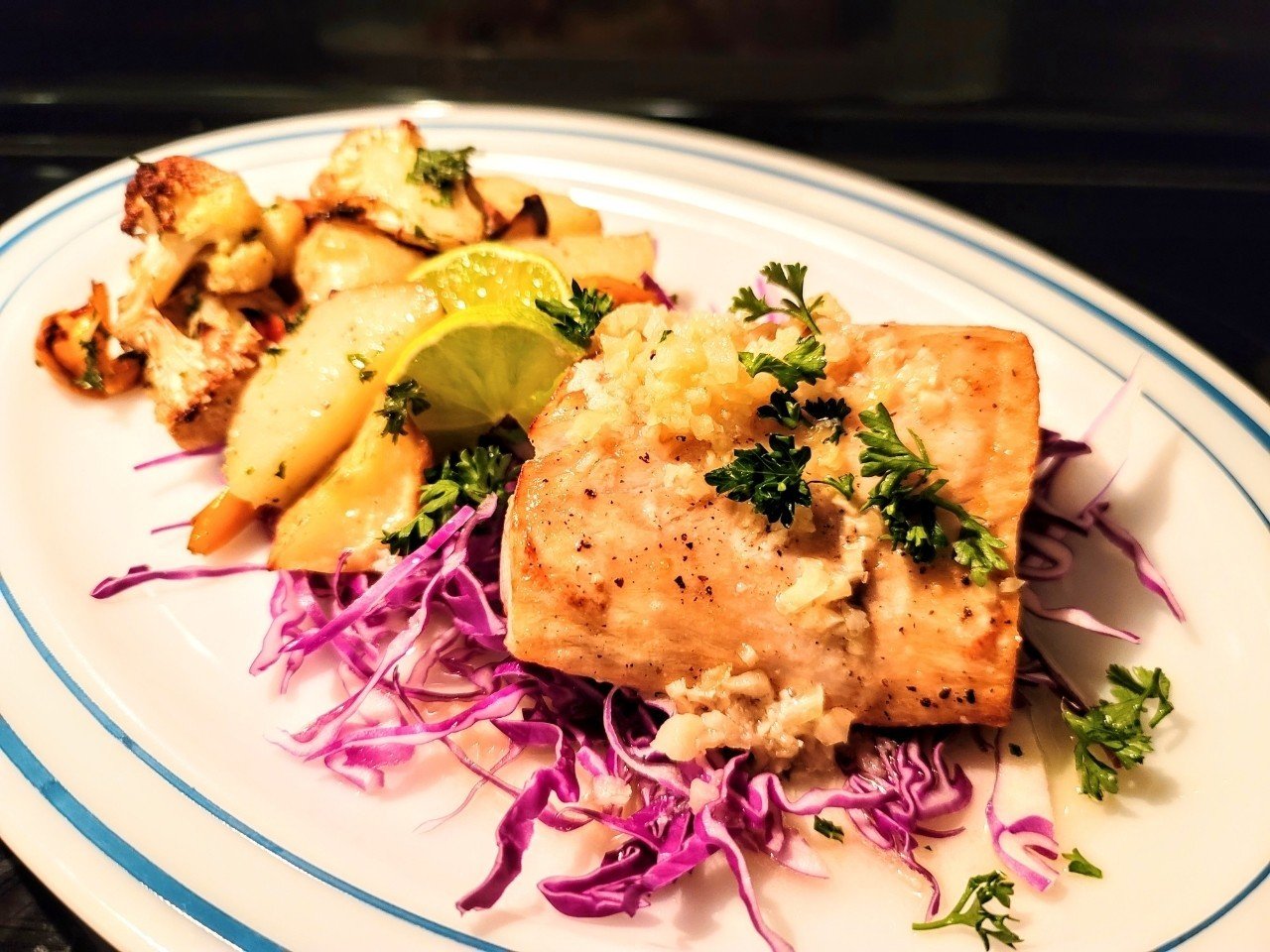 Ewayuri食堂 Grilled Mahi Mahi Roasted Vegetables Ewayuri エバユリ アメリカ ハワイ在住 ブロガー Note