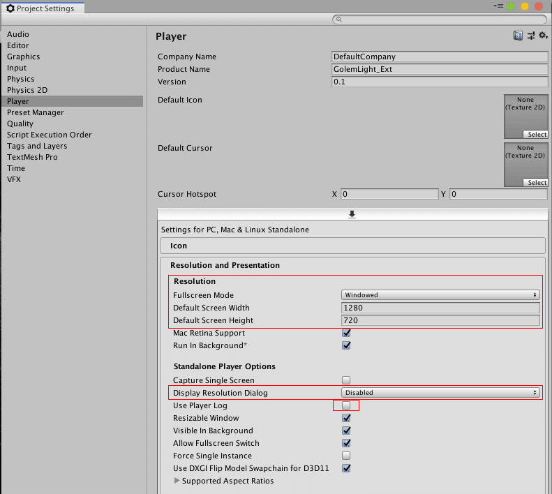 unity : Display Resolution Dialog|Nobu