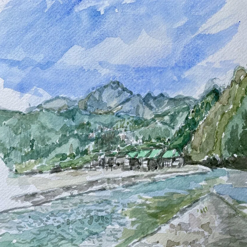 スケッチ画　（山ゆり） 故郷、高尾、奥多摩、山、スケッチ。作品整理、デジタル保管