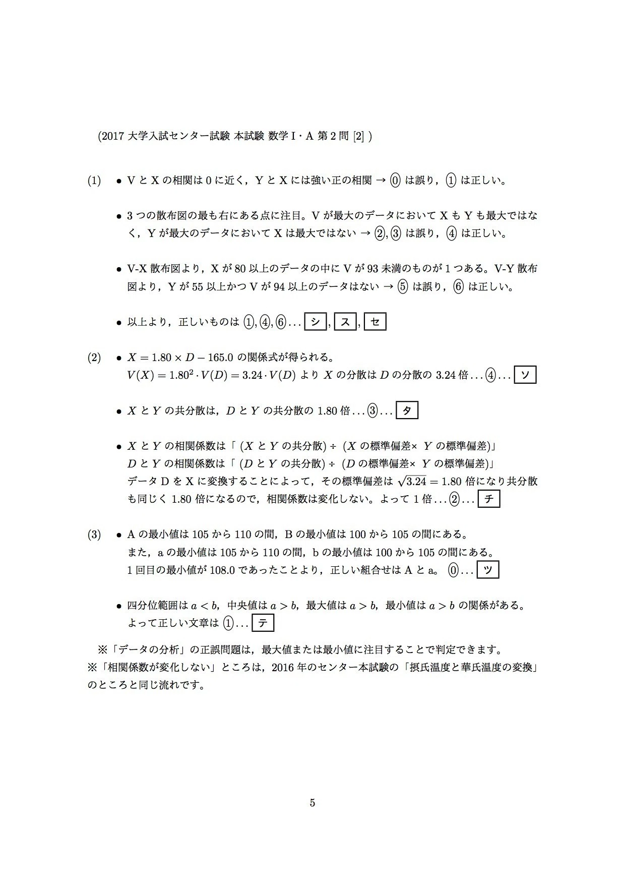 大学入試センター試験　数学　’９4　背にやけ 2017・大学入試センター試験・本試験・数学IA）解答 全10ページを作っ