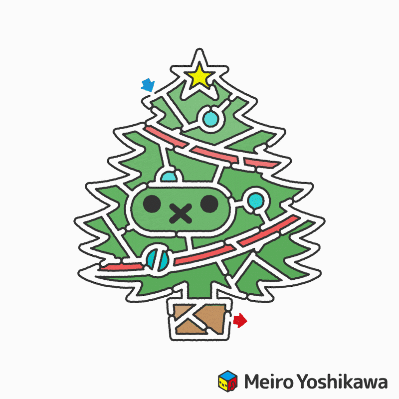 クリスマスツリーのぬりめいろ 無料 吉川めいろ Meiro Yoshikawa Note