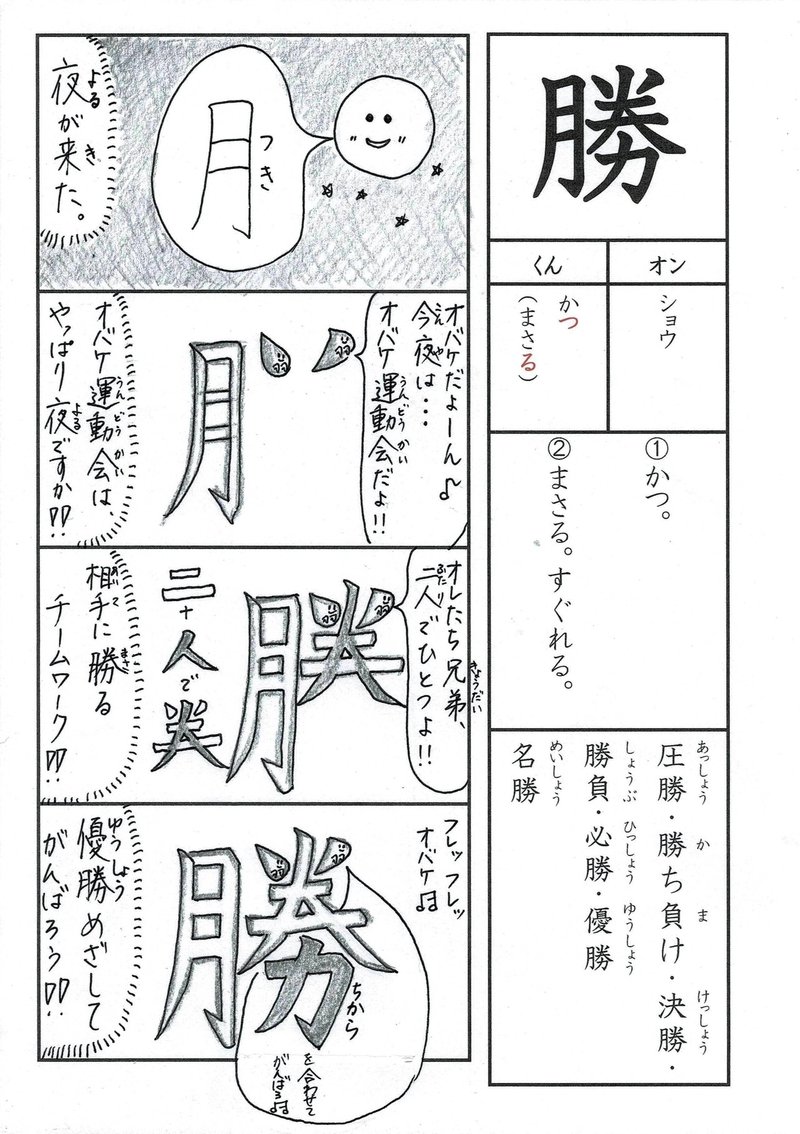 漢字四コマ漫画 小３の漢字 勝 はこう覚えようの巻 Sun Sunny D01 Note