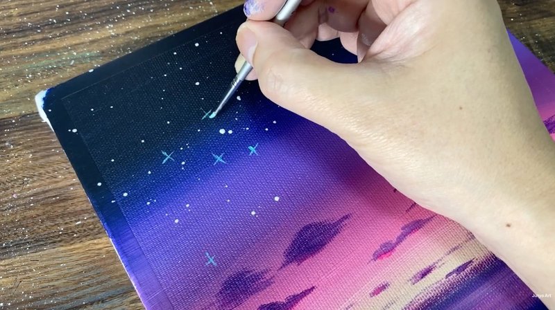 アクリル絵の具で 流星の夜 を描く方法 初心者が簡単に絵を描く方法 Junya Art Note