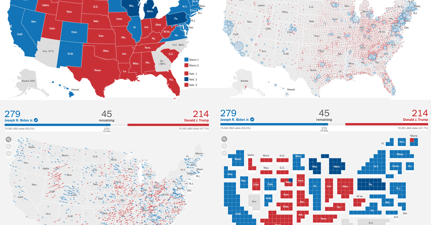 New York Timesがアメリカ大統領選挙で「封印」した地図表現