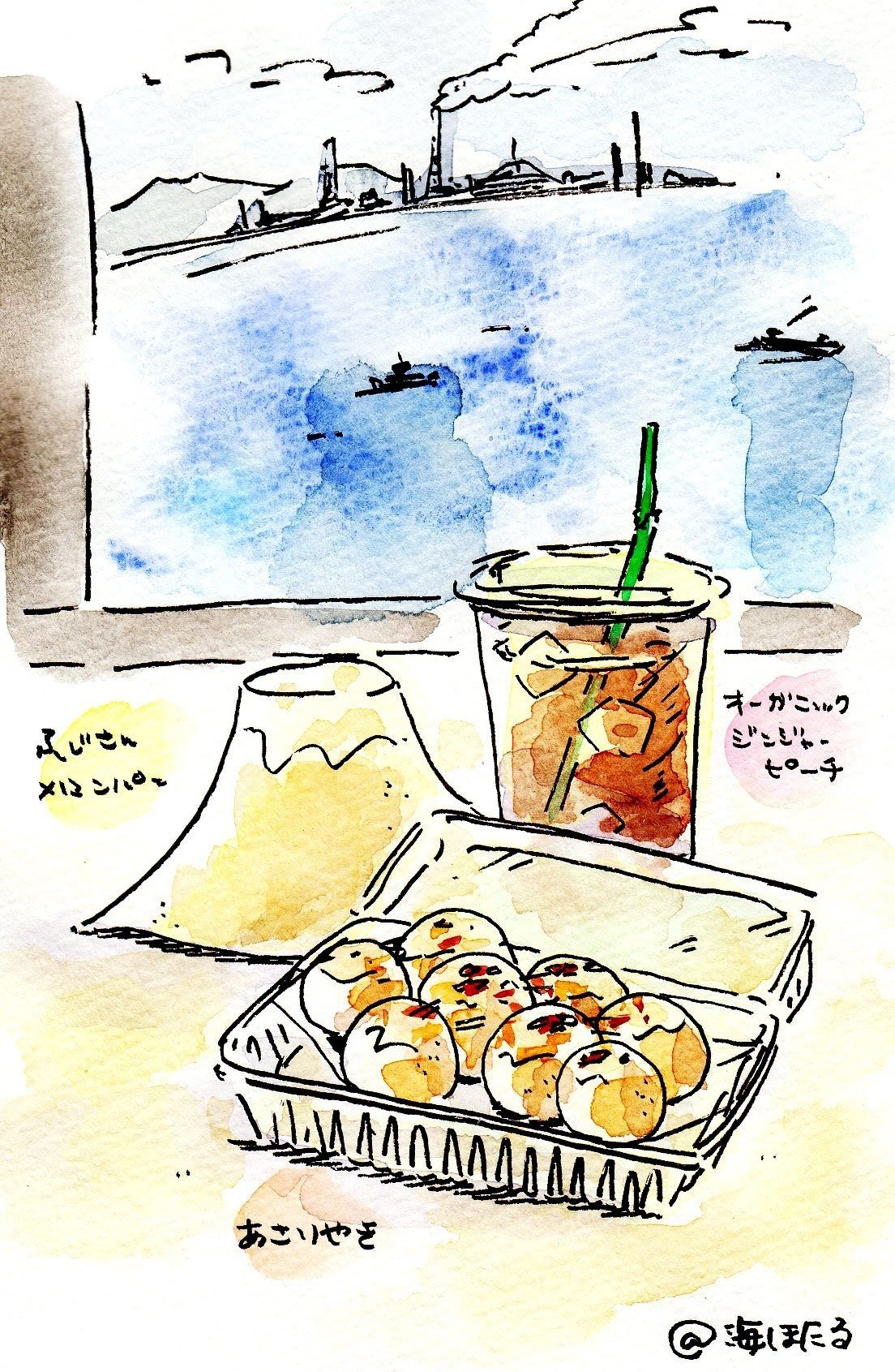 海ほたるでのスケッチ 最近 永沢まことさんの影響で実物を積極的にスケッチすることに挑戦しています 好きな食べ物が茶色いものばっかりで全然バエません笑 アナログ絵はスマホ写真じゃなくてちゃんとスキャ ねず Note