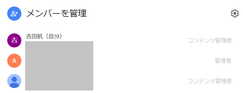 チームドライブのメンバー
