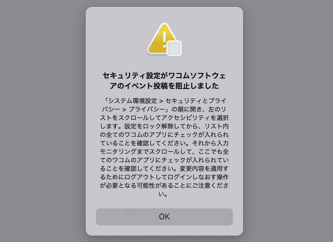 Wacom Intuos Pro Macにドライバをインストールする時のエラー Fika Note