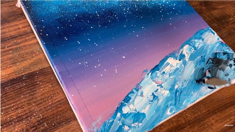 アクリル絵の具で 銀河の空と恋人達 を描く方法 初心者が簡単に絵を描く方法 Junya Art Note