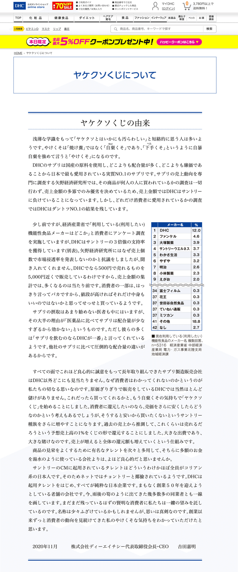 Dhc サントリーを チョントリー と社長名で煽り炎上 激裏情報 あなたの好奇心を満たしましょう Note