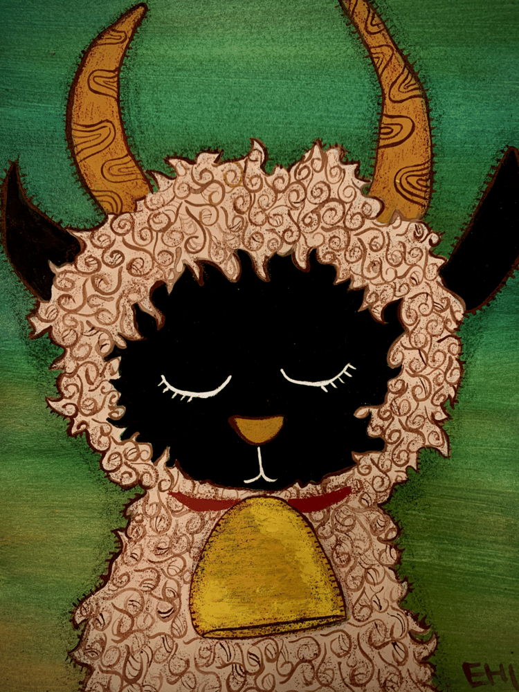 作品として生まれてきてくれてありがとう。タイトル子羊の考え事#art#artwork#artgrum#イラスト#artist#cute#animalartwork#animalcreatives#ahimalpaintings#アクリル画　#アクリルガッシュ#現代アート#癒しアート#Japaneseart#painting#painter#クーピー#sheep #子羊#lamb