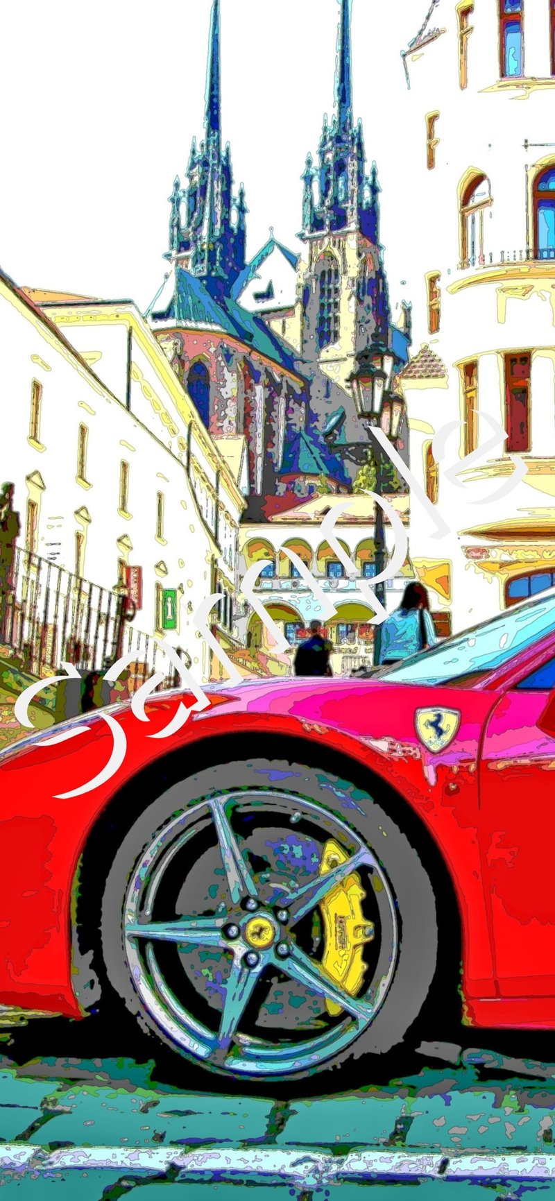 Pc スマホ用壁紙 チェコの街とフェラーリ 作品no 035 Gallery Misutawo Note