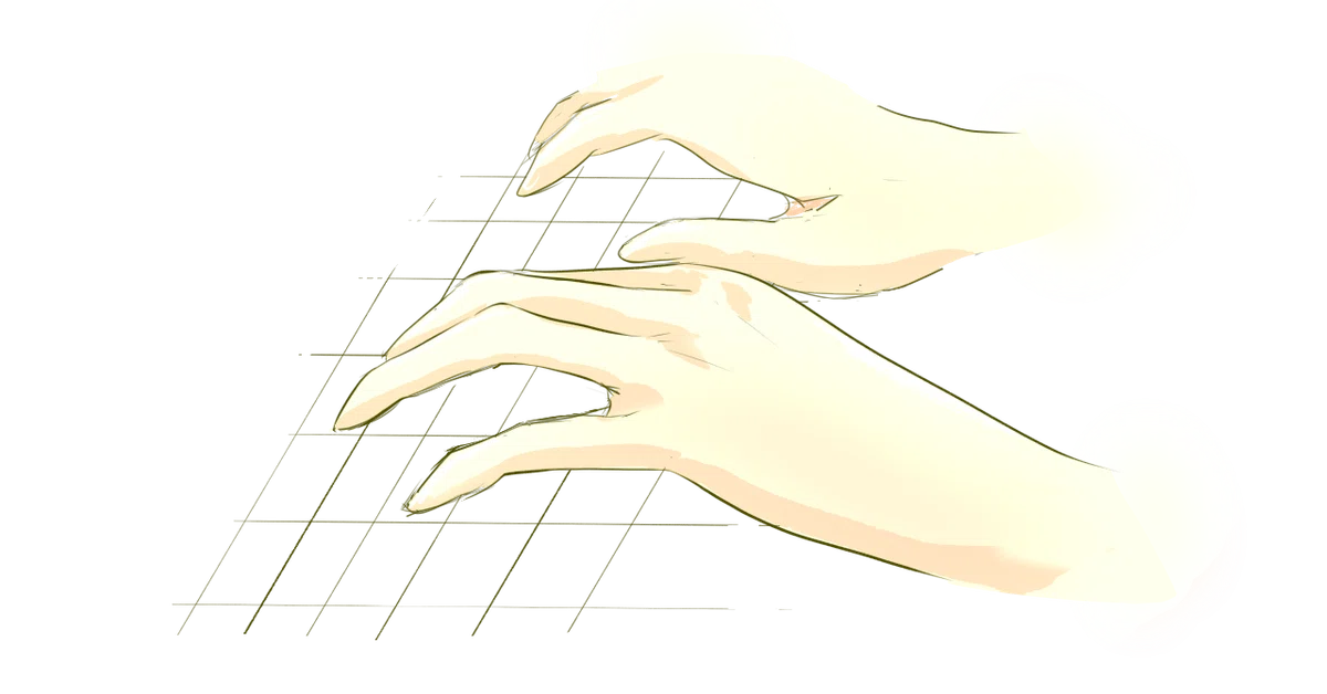 キーボードを打つ手