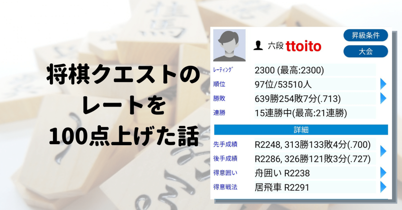 将棋クエストのレートを100点上げた話 といと Note